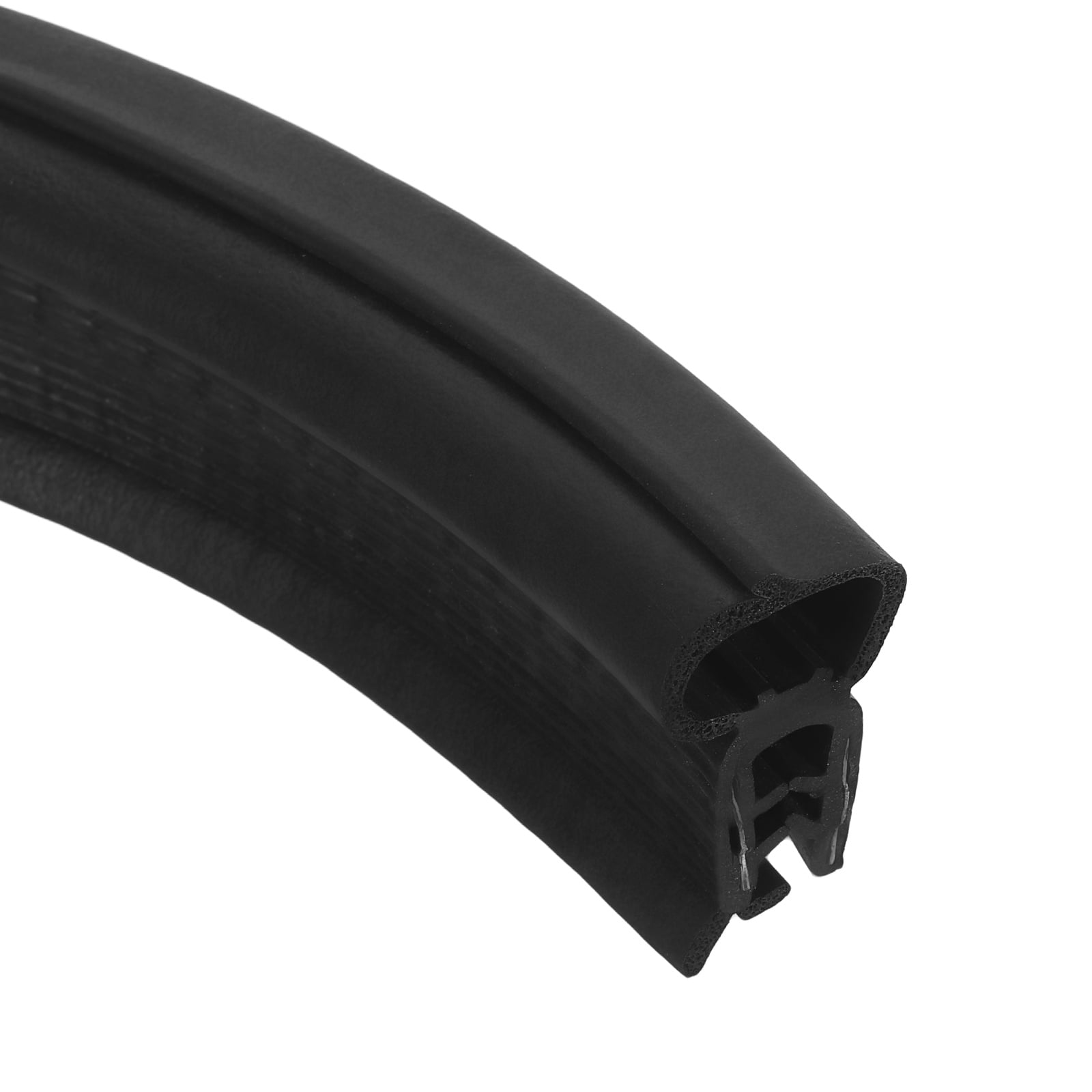 Door Weather Stripping 3.2FT, 15mm W x 34mm H EPDM Car Door Rubber Edge Trim Seal Strip Gasket with Top Bulb Fit 3mm to 5mm Edge for Electrical Cabinet Cars Boat RVs Truck, Black
