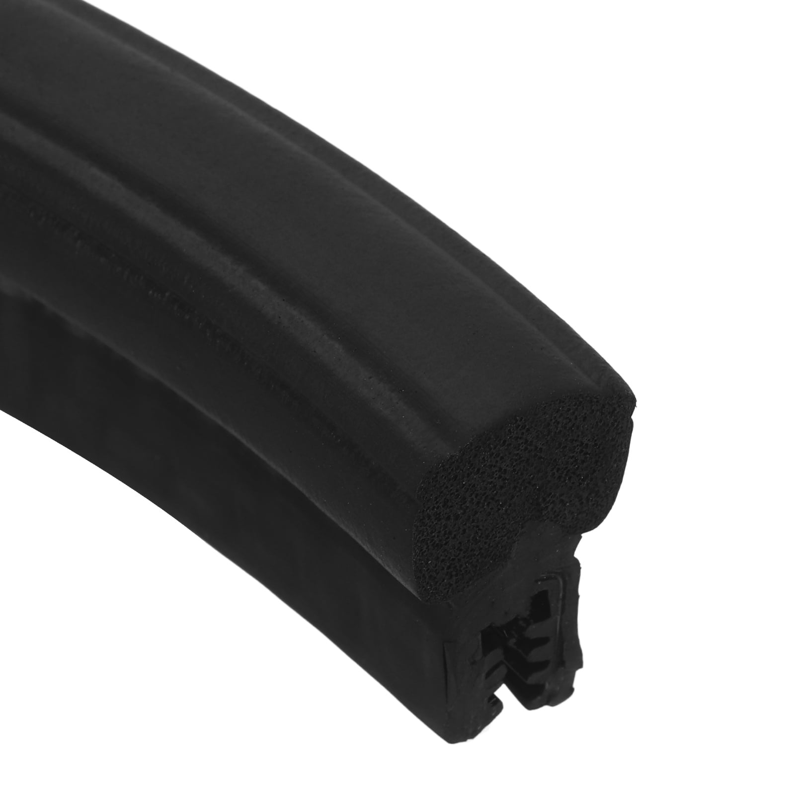 Door Weather Stripping 3.2FT, 17mm W x 29mm H EPDM Car Door Rubber Edge Trim Seal Strip Gasket with Top Bulb Fit 3mm to 5mm Edge for Electrical Cabinet Cars Boat RVs Truck, Black