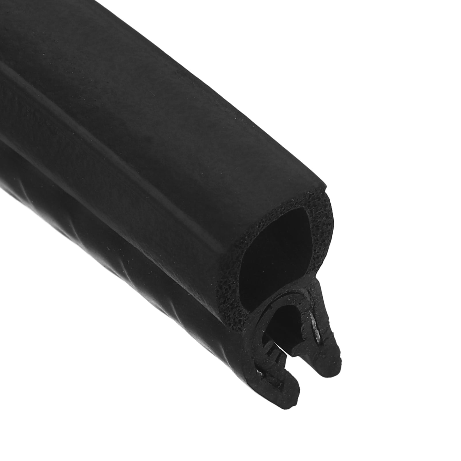 Door Weather Stripping 6.5FT, 11mm W x 19mm H EPDM Car Door Rubber Edge Trim Seal Strip Gasket with Top Bulb Fit 0.5mm to 2mm Edge for Electrical Cabinet Cars Boat RVs Truck, Black