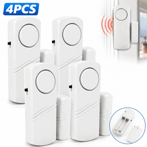 Door Window Alarm, Personal Security Window, Burglar Alarm, Home Security Wireless Magnetic Sensor Anti-Theft Alarm (4 Pcs) Home Alarm(Batteries not included)