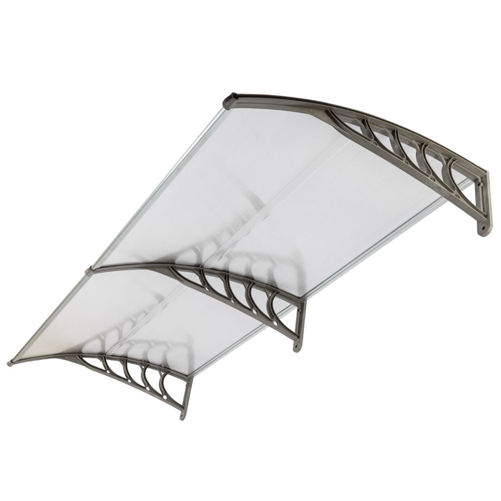 Door Window Rain Cover Eaves Canopy, 78.74" x 37.8" x 9.84", ABS & Polycarbonate, Aluminum Bracket, Waterproof Sunshade for House Decoration