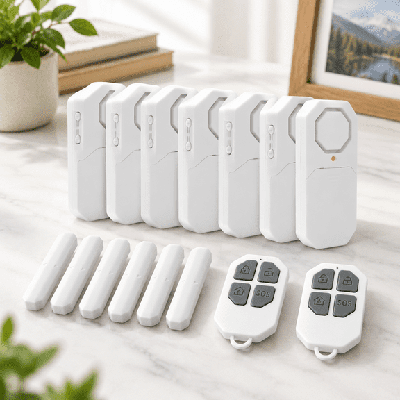 Door Window Security Alarm with Remote, Wireless Sensor, Adjustable Volume, 6+2 Remote