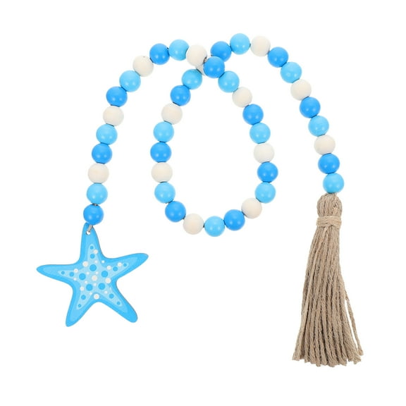 Hawaii Theme Decor Wooden Bead Garland with Tassel Assorted Color for Wall Hanging Adornment 7.9 Inches