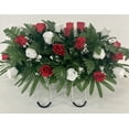 thumbnail image 1 of Door and Decor 24” Artificial Silk Red and White Roses Memorial Bouquet, 1 of 5