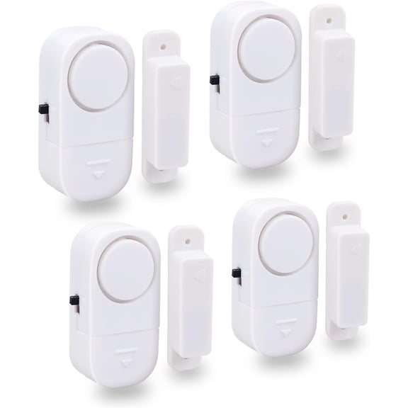 Door and Window Alarm, 4-Pack Wireless Magnetic Security Sensor with 90dB Loud Siren, Tool-Free Adhesive Entry Alert for Home, Gates and Cabinets
