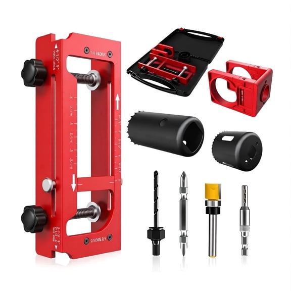 Door Hinge Jig for Router, Door Hinge Cut Out Tool and Door Jamb Hinge Jig, Aluminum Alloy Template & Door Lock Installation Kit, Adjustable Mortise Slot Fixture, Anti-slip Precise Door Installation,