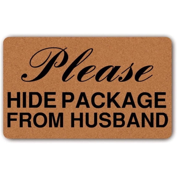 Door mat 3D Printing Floor mat Please Hide Package from Husband Funny Door Mat Indoor/Non Slip Doormat for Patio Front Door Christmas Home decoration-16*24 in
