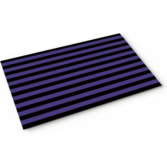 Door mat Funny Doormat Welcome Mat Halloween Purple Striped Non-Slip Front Door Mats Rugs for IndoorOutdoor Entrance Black Personalized Custom Entry Mats Carpets Absorbent Water and Mud 17x30inch.