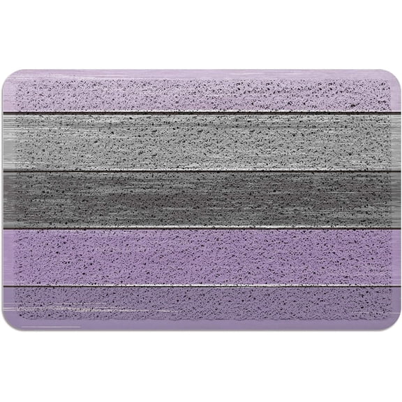 Door mat PVC Doormat Entrance Rugs Heavy Duty Welcome Mats, Purple Barn Wood Board Gray Stripes Outdoor Indoor Mats Non Slip Rubber Backing for Front DoorYardGarageGarden, 16x24 Inch Violet Gradient