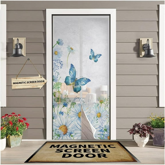 Door mesh Screen with Magnet, Fly Hanging Temporary Magic Patio mesh Magnetic Screen Door mesh Front Door, Back French Mosquito Bug Door Screen net Cover Curtain Doorway