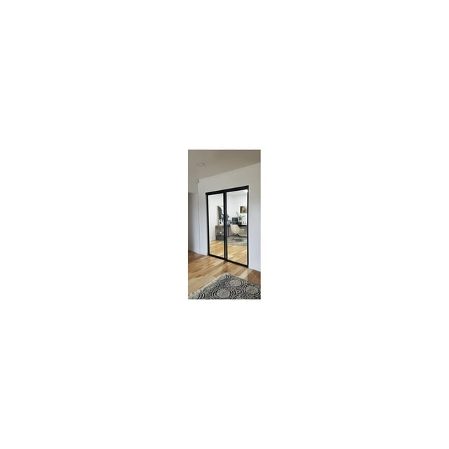 Door55 2 Panel Glass Sliding Closet Door with Aluminum Frame, Silent Glide Technology, Closet Doors Sliding Panels, Closet Doors for Bedrooms, Double Door Sliding Closet Doors - Easy Installation-Colo