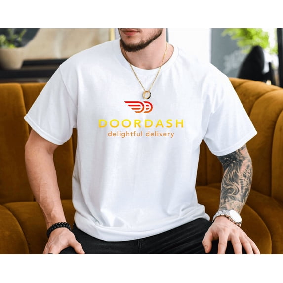 DoorDash Delivery Driver Service Brand Graphic Unisex T-Shirt, up to size 3XL.