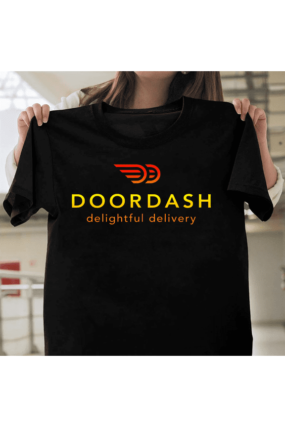 DoorDash Food Delivery Service App Logo Gig Economy Driver Uniform Graphic Unisex T-Shirt, Size Up to 5XL
