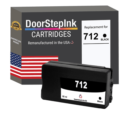 DoorStepInk 712 Black Ink Cartridge Compatible with 712 (3ED71A) 80-ml