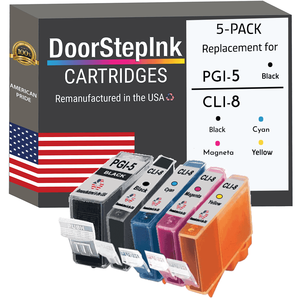 DoorStepInk Canon PGI-5 Black, CLI-8 (5-Pack) Ink Cartridge Compatible ...