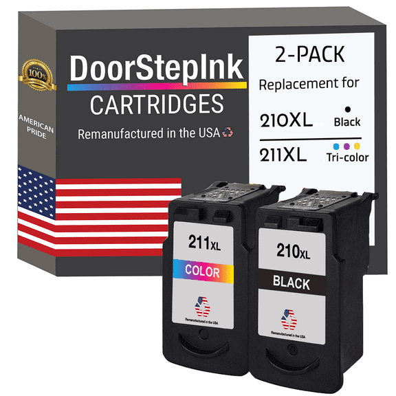 DoorStepInk High Yield Ink Cartridge for Canon PG-210XL Black and CL-211XL Tri-Color