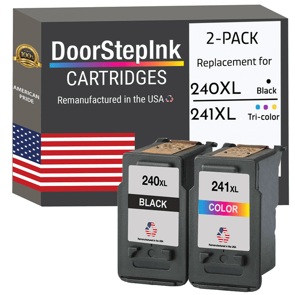 DoorStepInk High Yield Ink Cartridge for Canon PG-240XL Black and CL-241XL Tri-Color