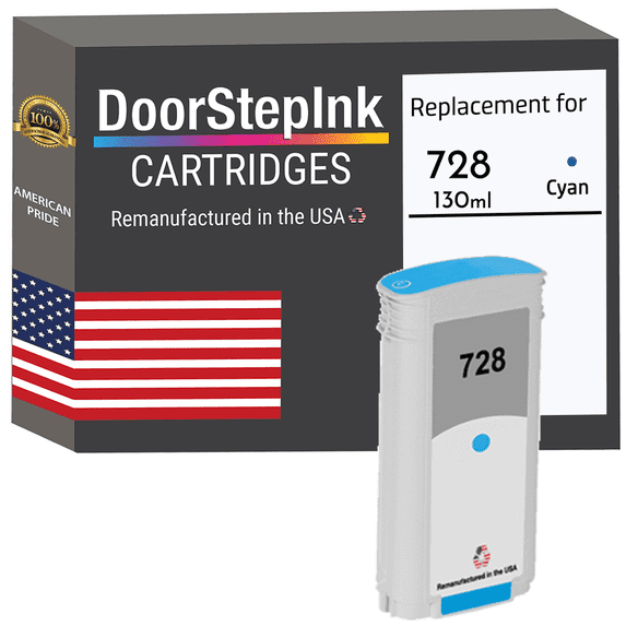 DoorStepInk High Yield Ink Cartridge 727 130ML Cyan Compatible with DesignJet T1500, T1530, T2530, T920, T930