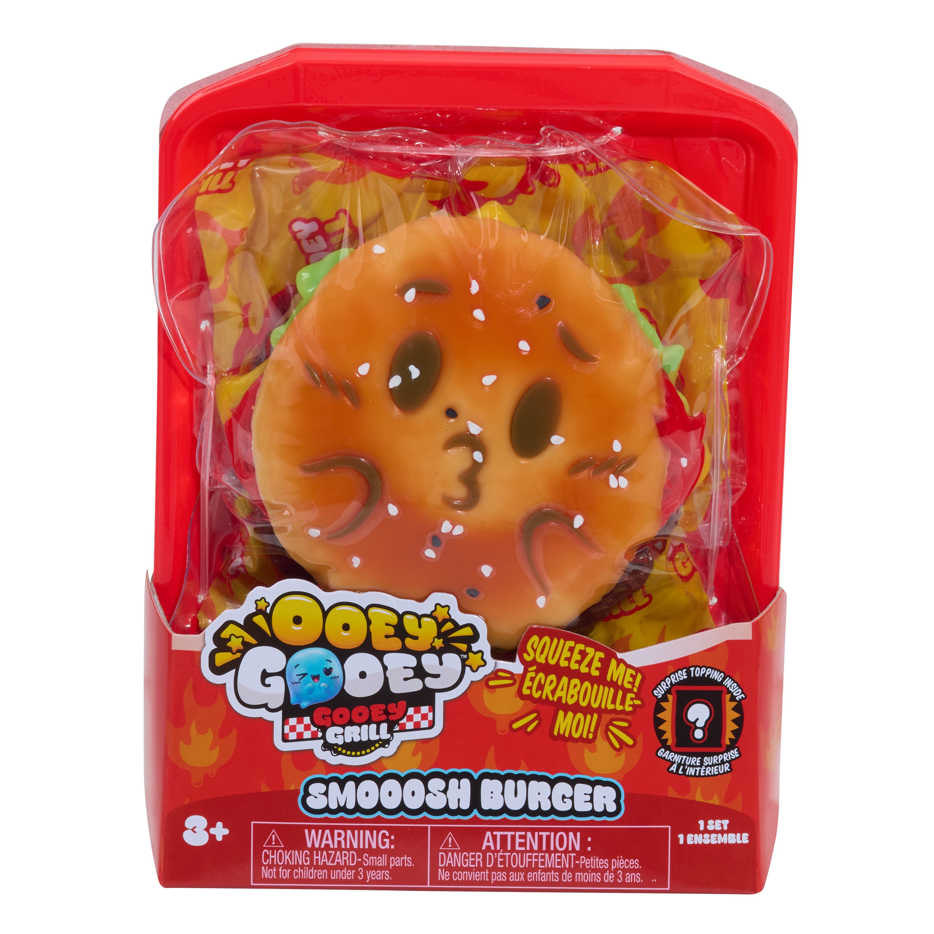 Ooey Gooey Gooey Grill Smooosh Burger Set with Toppings, Fidget and Sensory Toy for Ages 3 Up