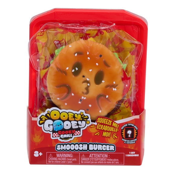 Ooey Gooey Gooey Grill Smooosh Burger Set with Toppings, Fidget and Sensory Toy for Ages 3 Up