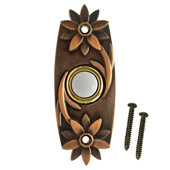 Doorbell Button Wired Replacement Door Ringing Button with LED Light Brass Housing for Front Door Home Hotel Entryway