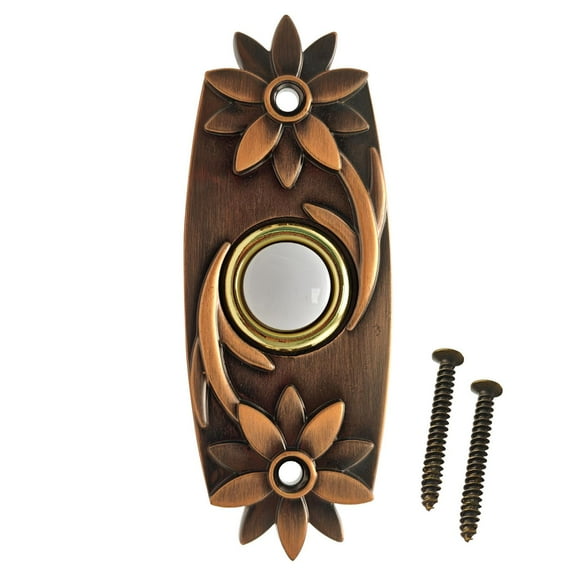 Doorbell Button Wired Replacement Door Ringing Button with LED Light Brass Housing for Front Door Home Hotel Entryway