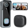 thumbnail image 1 of Doorbell Camera  No Subscription,   Ultra-Wide View, PIR Motion Detection 2-Way Talk,  Video Doorbell with Chime, Support Local & Cloud Storage, Only 2.4GHz WiFi, Grey, 1 of 6
