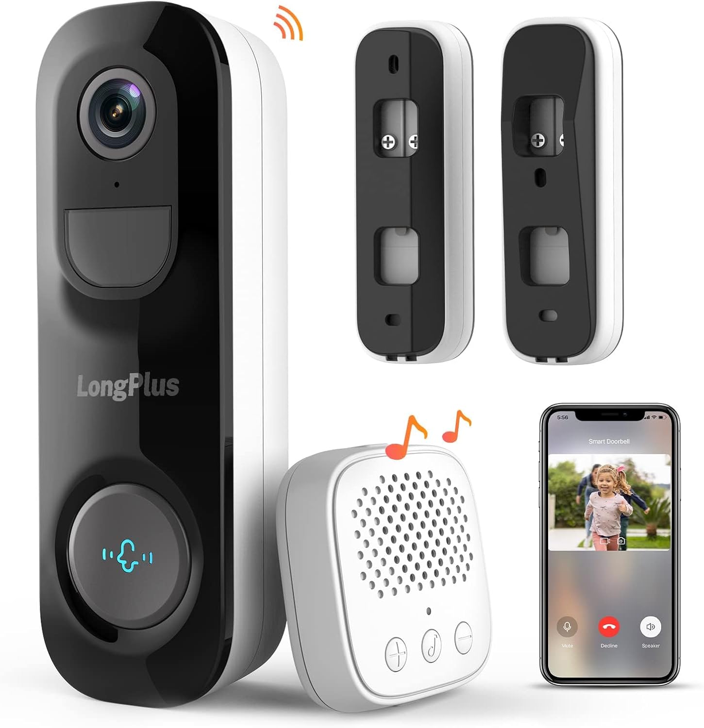 Doorbell Camera Wireless,2K Highend Version Battery Video Doorbell