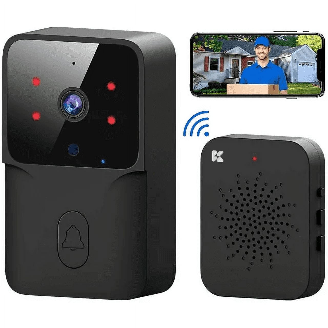 Doorbell Camera Wireless, WiFi Video Doorbell with Chime, 2 Way Audio, AI Smart Human Detection, Night Vision, Cloud Storage, Real Time Alert for Home