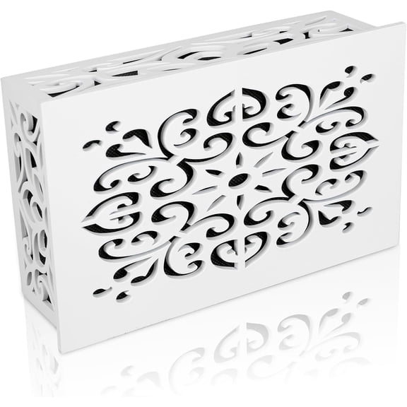 Doorbell Chime Cover Box Only, Wood Inside Decorative Door Bell Covering White for Indoor/Outdoor Home Wall (Type 1 White)