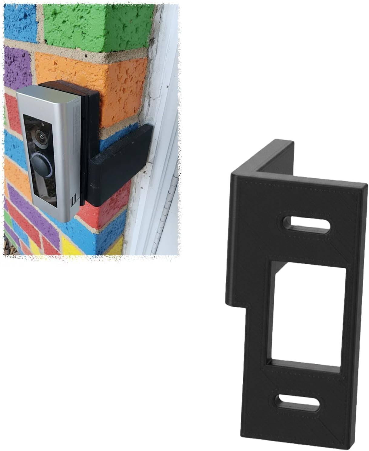 Doorbell Mount Adapter for Ring Pro 2, Extends outwards by 8cm/ 3.15 in, Quick And Easy Wired Doorbell Solution, Concealed Wire Channel