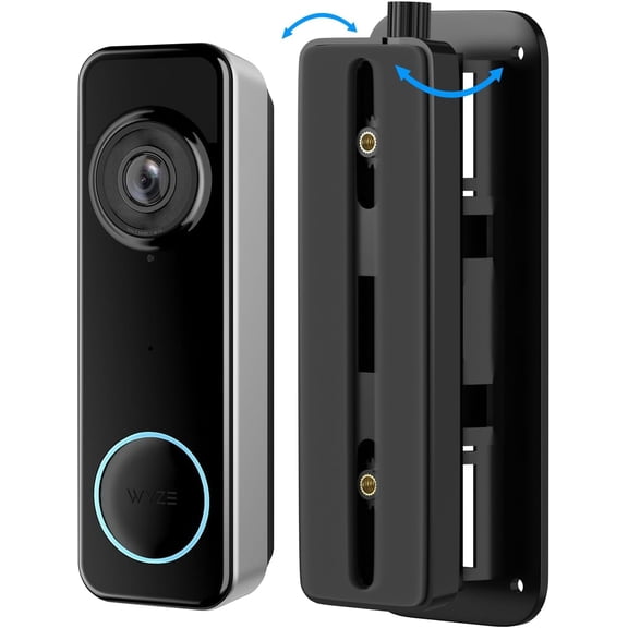 Doorbell Mount for Wyze Battery Video Doorbell and Video Doorbell v2,Wired, 35-145 Adjustable Angle No-Drilling Horizontal Wed Wall Mounting Bracket, Left/Right Adjustable,for Apartment/House