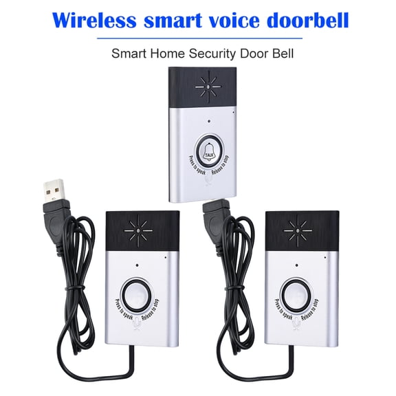 Doorbell,Receiver Door With 1* Unit Silver Voice Intercom Doorbell Button 2* Indoor Unit Button 2* 1* Unit Button 2-way And Indoor Receiver Bell Kit With Simbae