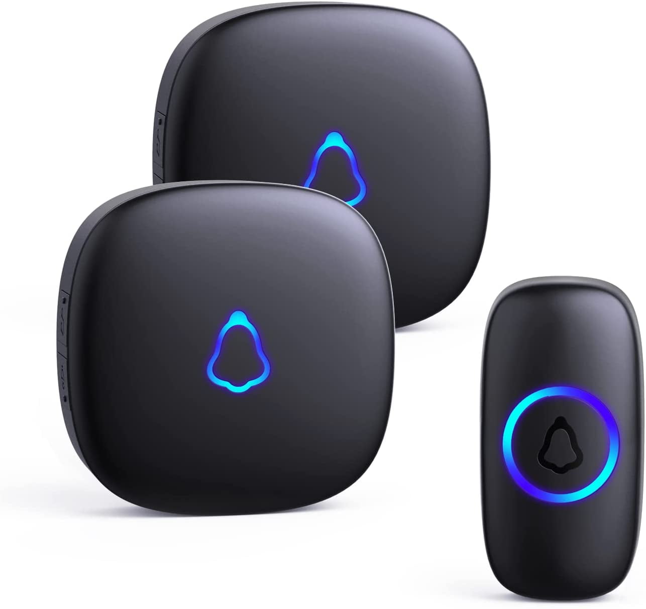 Doorbell Wireless Doorbell with 2 Receivers Easy installation Adjustable Volume 58 Chimes Colorful LED 1000Ft Range M520+F55 Black