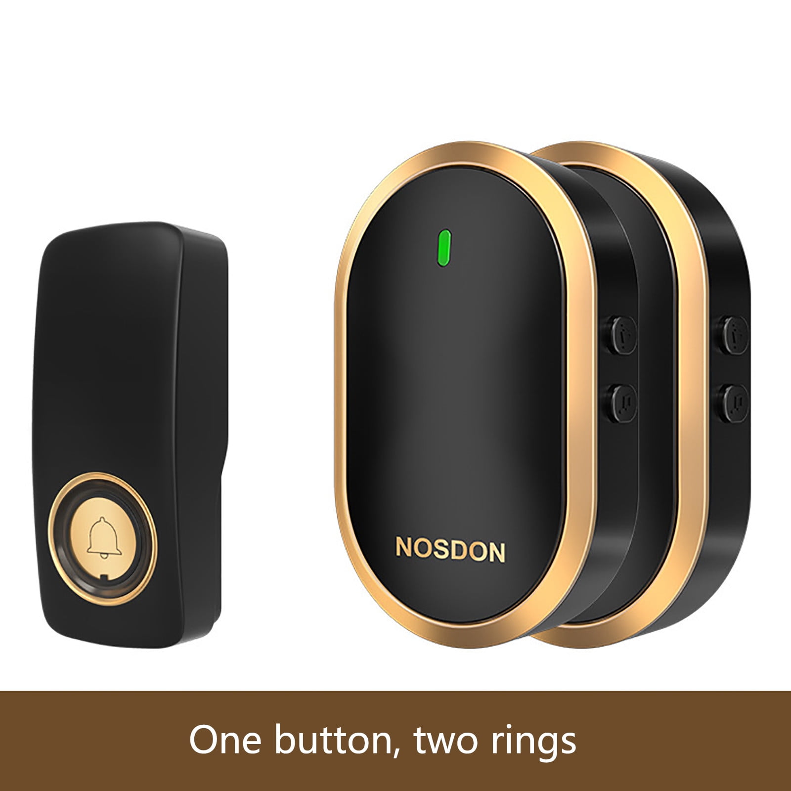 Doorbell Wireless Self Generating Household Long- Distance One Drag Two Intelligent Remote Control Elderly Pager Black Free Size