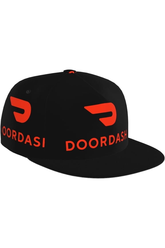 Doordashs Hat Flat-Brimmed Baseball Cap Dad Ball Hat Snapback Hip Hop Cap for Men and Women Black