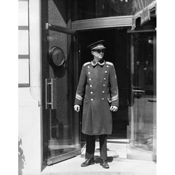 Doorman standing in a doorway Canvas Art - (24 x 36)