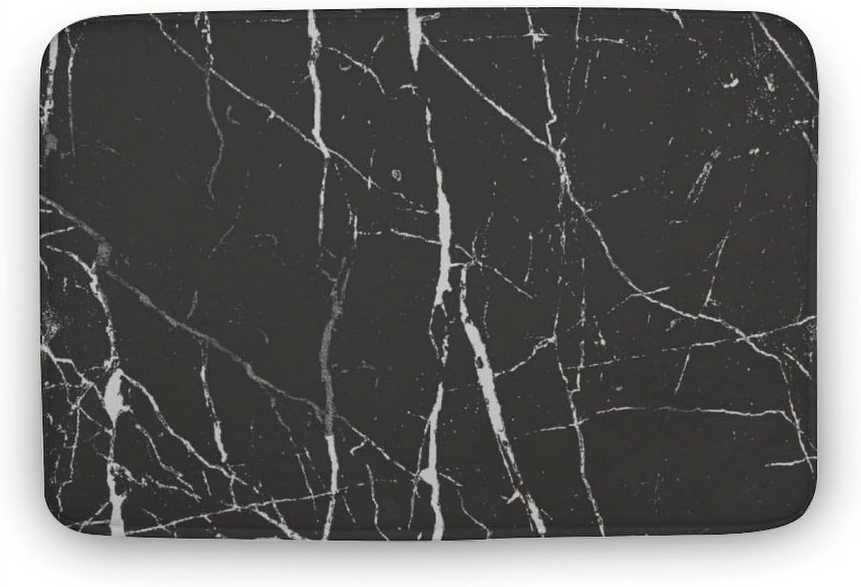 Doormat 16x24 Inch Black and Gray Marble Bathroom Rug, Non Slip & Soft ...