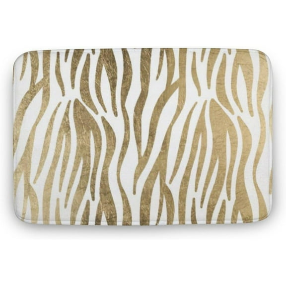 Doormat 16x24 Inch Chic Black White Faux Gold Zebra Bathroom Rugs Non Slip & Soft Bath Mat Carpets for Bathroom, Entryway & Kitchen