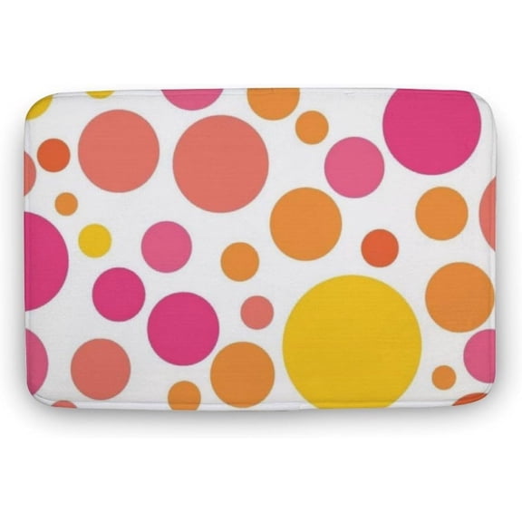 Doormat 16x24 Inch Cute Polka Dot Pattern Bathroom Rug, Non Slip & Absorbent Bath Rugs Soft Cozy Bath Carpet for Bathroom