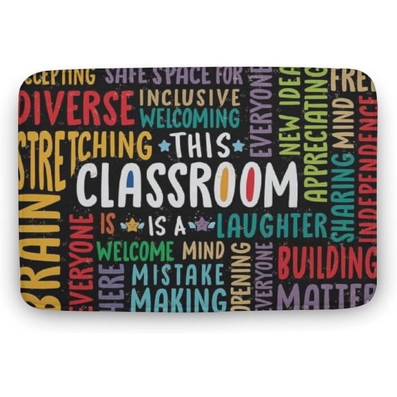 Doormat 16x24 Inch Diverse Inclusive Classroom Nursery Door Mat Outdoor Entrance, Ultra Water Absorbent, Heavy Duty Patio Guard Welcome Mat, Easy Clean Shoe Scraper, Indoor, Entryway