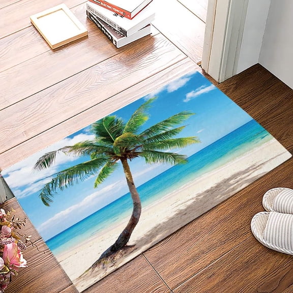 Doormat 16x24 Inch Door Mat Coconut Palm Tree Entrance Way Rugs Doormats Soft Non-Slip Bath Rugs Floor Mats For Home Kitchen Bathroom Gift For Women Men