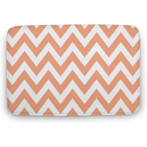 Doormat 16x24 Inch Elegant Bathroom Rugs, Peach Zigzag Stripe Pattern Bath Mat Non Slip & Absorbent Bath Carpet for Bathroom