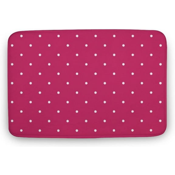 Doormat 16x24 Inch Elegant Bathroom Rugs, Raspberry Red Polka Dot Bath Mat Non Slip & Absorbent Bath Carpet for Bathroom