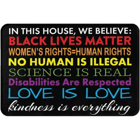 Doormat 16x24 Inch Floor Rug Door Mat Cute In This House We Believe Kindness Is Everything House Warming Gift Welcome Mats For Front Door Doormat Non-Slip Mat For Porch Home Indoor Funny Kitchen Mats