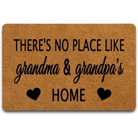 Doormat 16x24 Inch Funny Doormat There'S No Place Like Grandma And Grandpa'S Home Indoor Outdoor With Rubber Backing Rug Non-Slip Doormat Entry Front Floor Mat Gift For Women Men