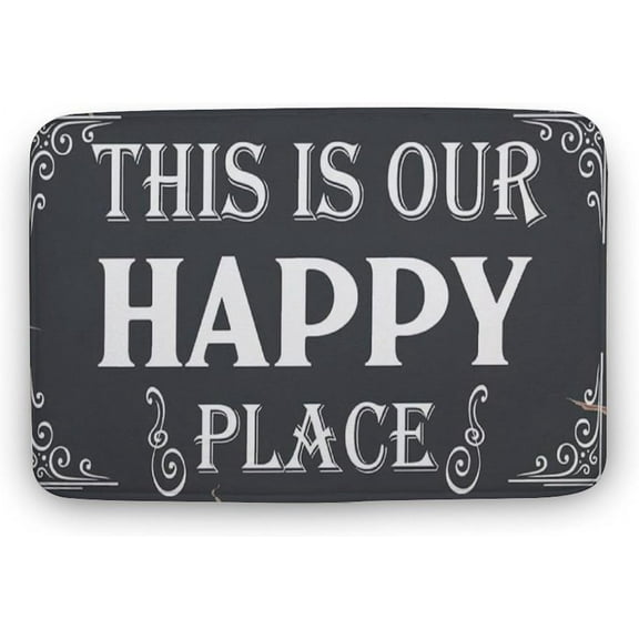 Doormat 16x24 Inch This is Our Happy Place Indoor Doormat,Non-Slip Front Door Mats, Outdoor Welcome Mat Washable, Low Profile Indoor Door Mats for Entryway, Floor Inside Back Door Mats