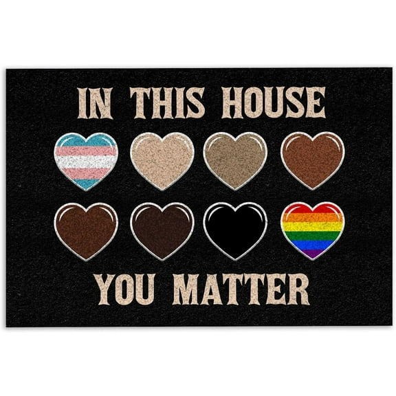 Doormat 16x24 Inch Lgbt Door Mat Lgbt Lgbtq In This House You Matter Pride Love Is Love Rainbow Welcome Non-Slip Mats Funny Doormat Bathroom Kitchen Front Porch Rugs Entrance Gift For Women Men