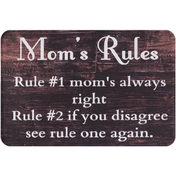 Doormat 16x24 Inch Mom'S Rules Mom'S Always Right Non-Slip Absorbent Resist Dirt Doormat Entrance Rug Inside Floor Mats For Home Bedroom Kitchen Front Porch Gift For Women Men