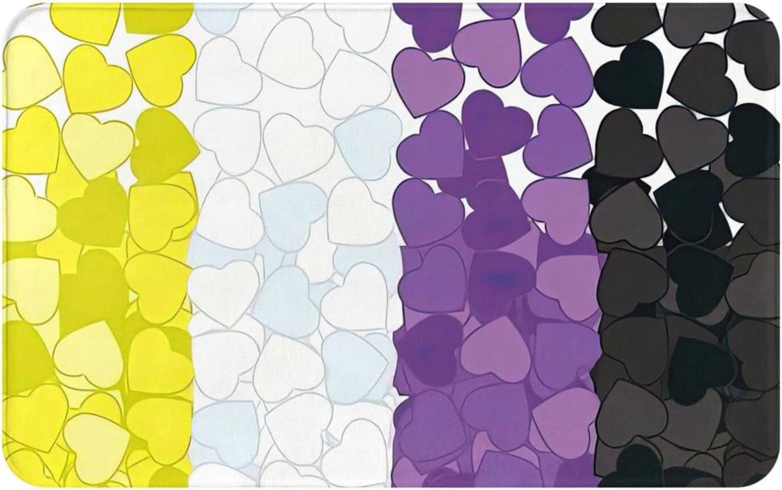 Doormat 16x24 Inch NonBinary Pride Falling Hearts Door Mat